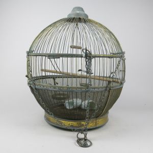 Brass globe bird cage, antique