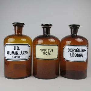 Large brown apothecary / chemist jars x 3