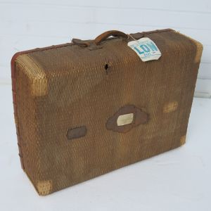 Basket-weave suitcase