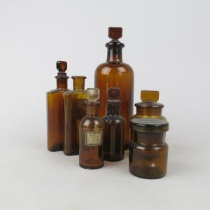 Brown chemist bottles