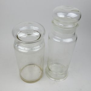2 x large vintage glass jars (C & D)